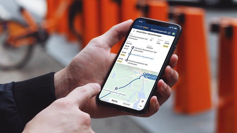 Mobile scren with replacement traffic for Norrtåg